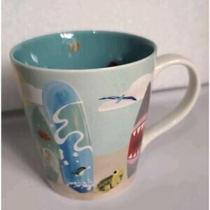 Starbucks Hawaii Coffee Mug Cup 2010 Shark Surf Board Sand Turtle Bone China